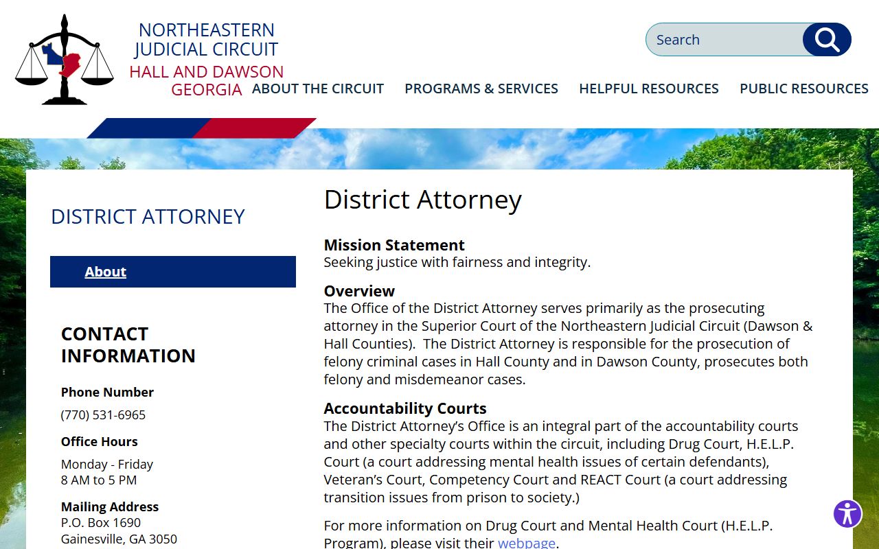 Dawson County court records after arrest District Attorney page